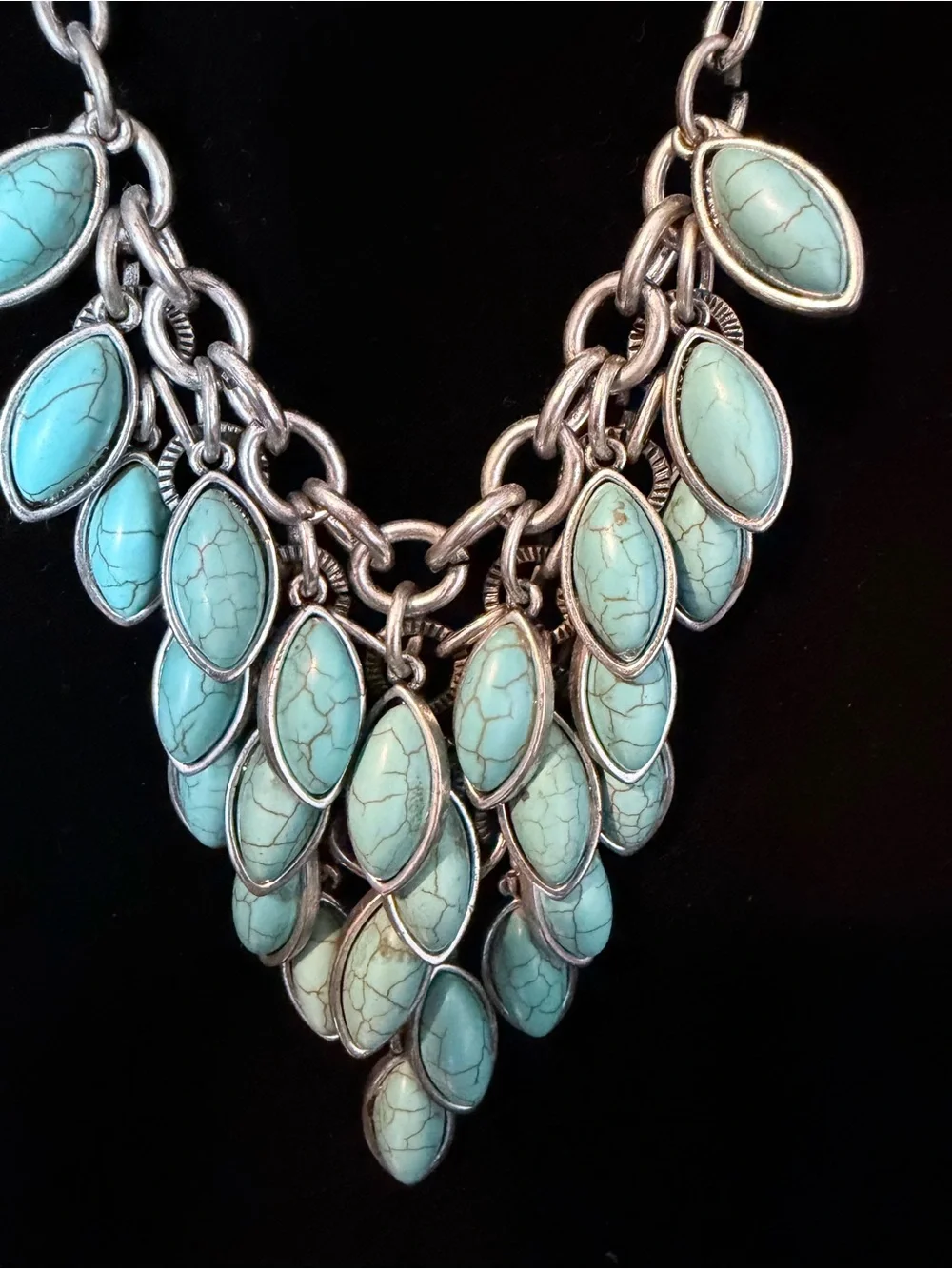 Turquoise Teardrop Statement Necklace with 2 coordinating bracelets